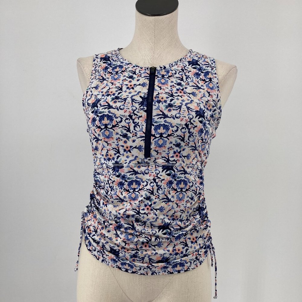 Athleta Swim Top Barbados Zip Scrunch Rashguard